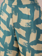 InWeave Marin Teal Beige Slit Kurta Set | Grocsy