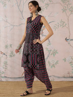 InWeave Black Pink Kurta Dhoti Set | Grocsy