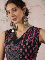 InWeave Black Pink Kurta Dhoti Set | Grocsy