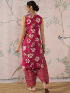 InWeave Dark Pink Cream Kurta Dhoti Set | Grocsy