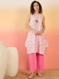 InWeave Pink White Rubber R Neck Kurta Set | Grocsy