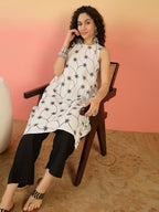 InWeave White Embroidery R Neck Black Set | Grocsy