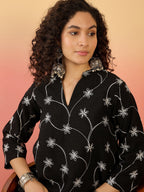 InWeave Black Embroidery Mandarin Black Set | Grocsy