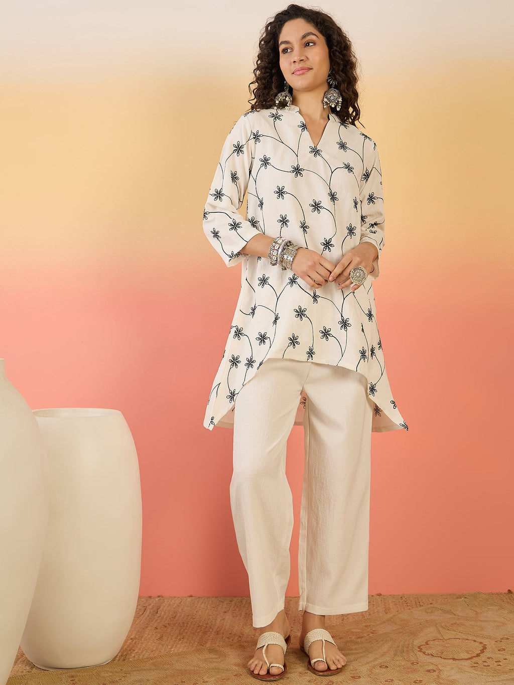 InWeave White Embroidery Mandarin White Set | Grocsy
