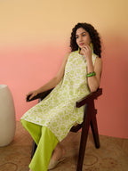 InWeave Green White Rubber R Neck Kurta Set | Grocsy