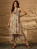 InWeave Beige Paisley Flower R Neck Kurta Set | Grocsy