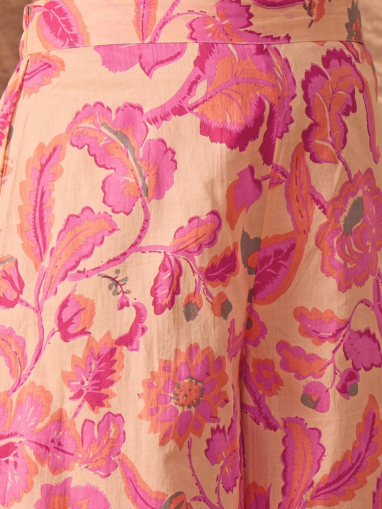 InWeave Light Peach Big V-Flared Kurta Set | Grocsy