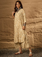 InWeave Off White Swirl V-Flared Kurta Set | Grocsy