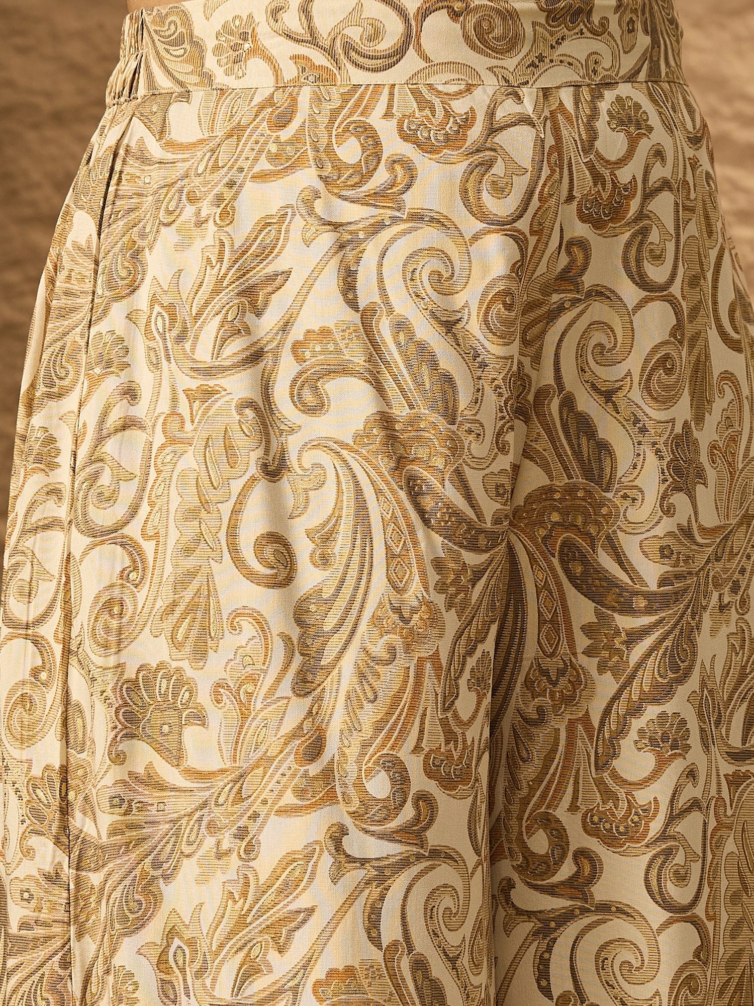 InWeave Off White Swirl V-Flared Kurta Set | Grocsy