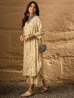 InWeave Off White Swirl V-Flared Kurta Set | Grocsy