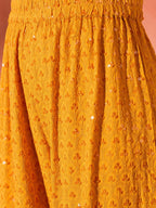 InWeave Mustard Chikankari Anarkali Kurta Sharara Set | Grocsy