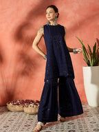 InWeave Blue Chikankari Short Kurta Set | Grocsy