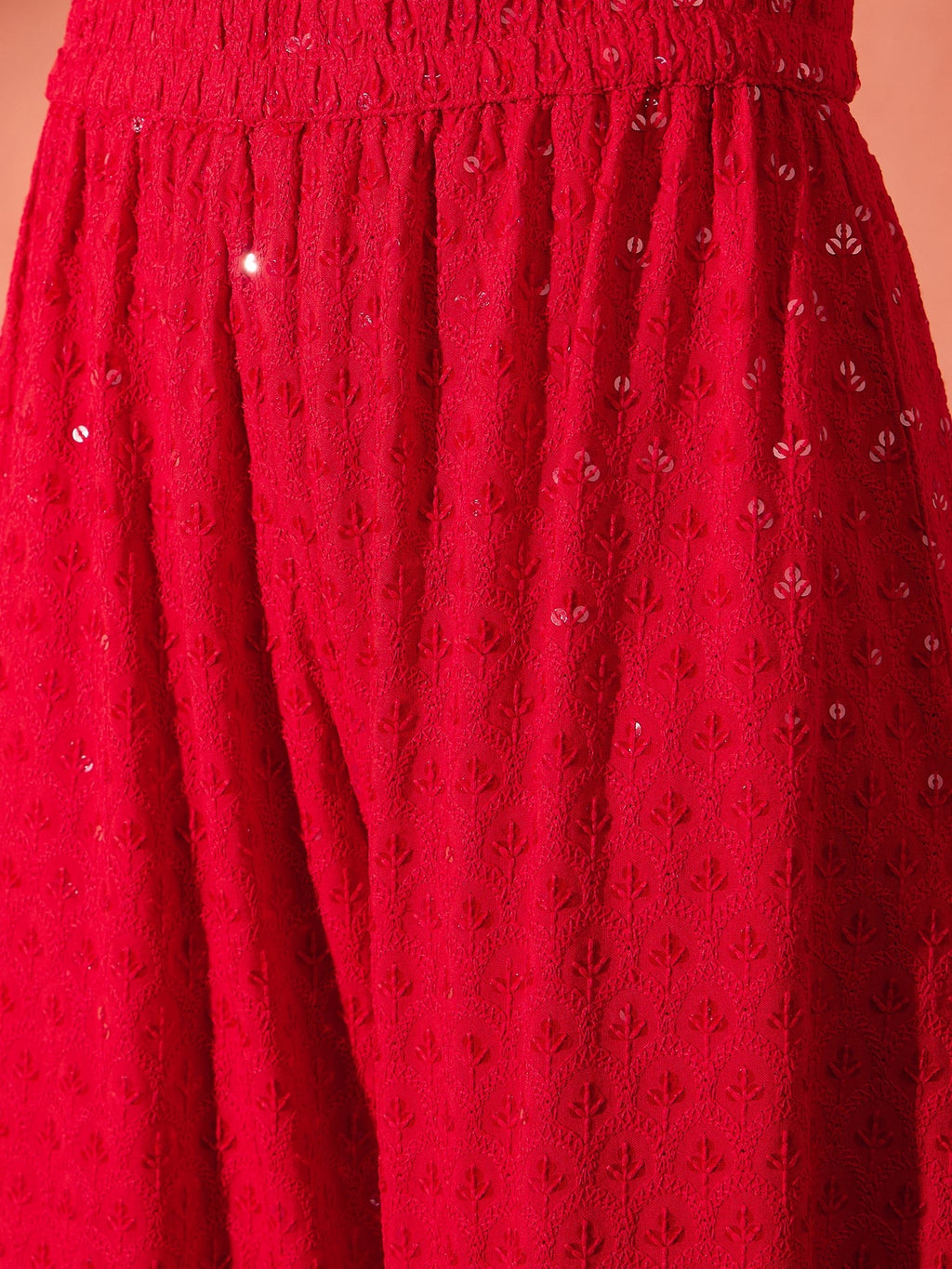 InWeave Red Chikankari Short Kurta Set | Grocsy