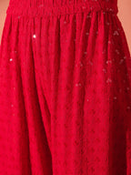 InWeave Red Chikankari Short Kurta Set | Grocsy