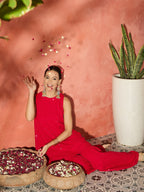 InWeave Red Chikankari Short Kurta Set | Grocsy