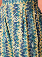 InWeave Teal Leaf Zig Zag Foil W/S Kurta Pant Set | Grocsy