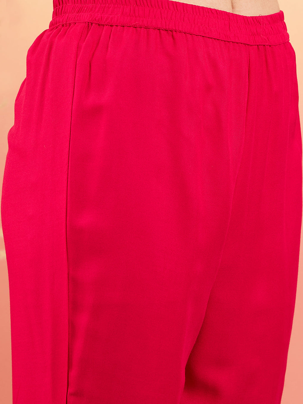 InWeave Women's Fuschia Sequance Patch Work Kurta Set | Grocsy