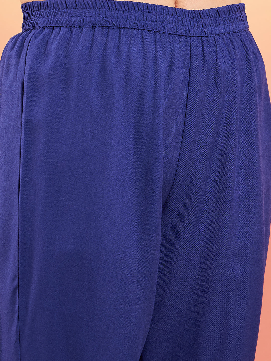 InWeave Women's Ink Blue Sequance Patch Work Kurta Set | Grocsy
