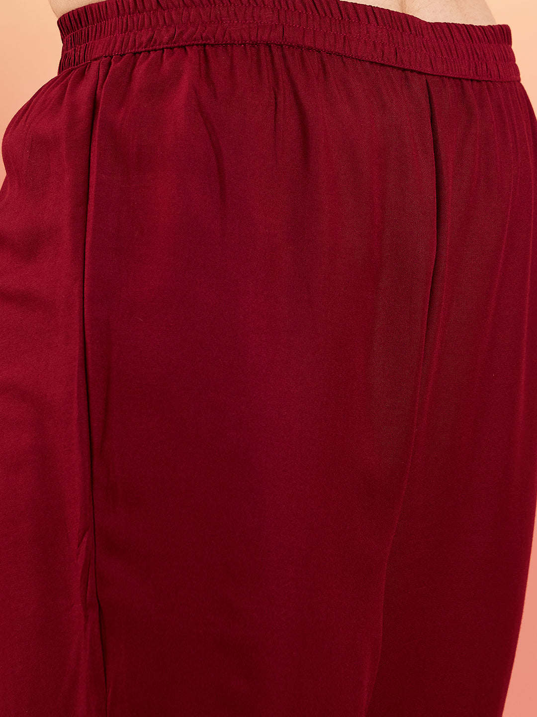InWeave Women's Maroon Sequance Patch Work Kurta Set | Grocsy