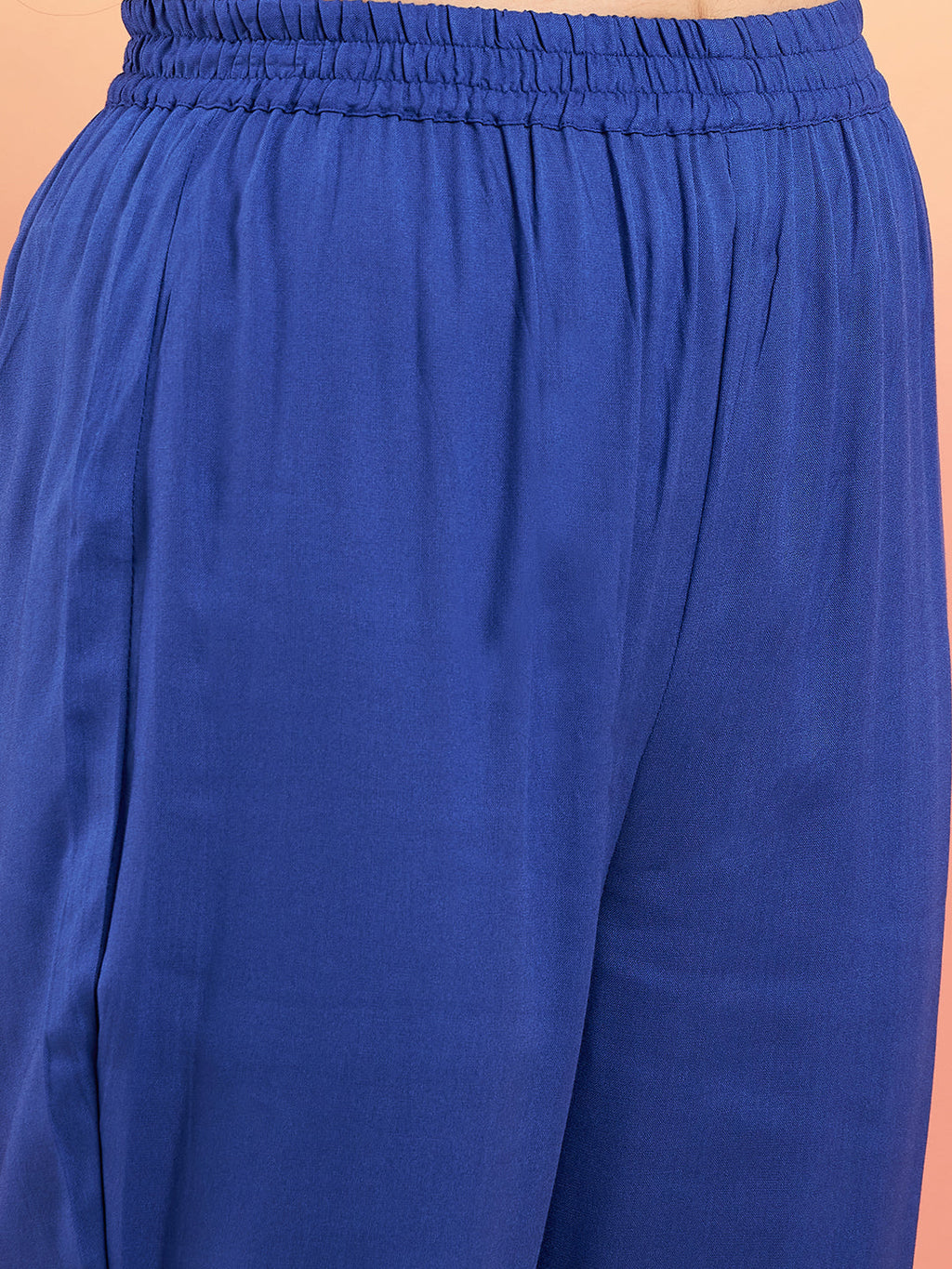InWeave Women's Ink Blue V Neck Gota Sleeve A Line Kurta Set | Grocsy