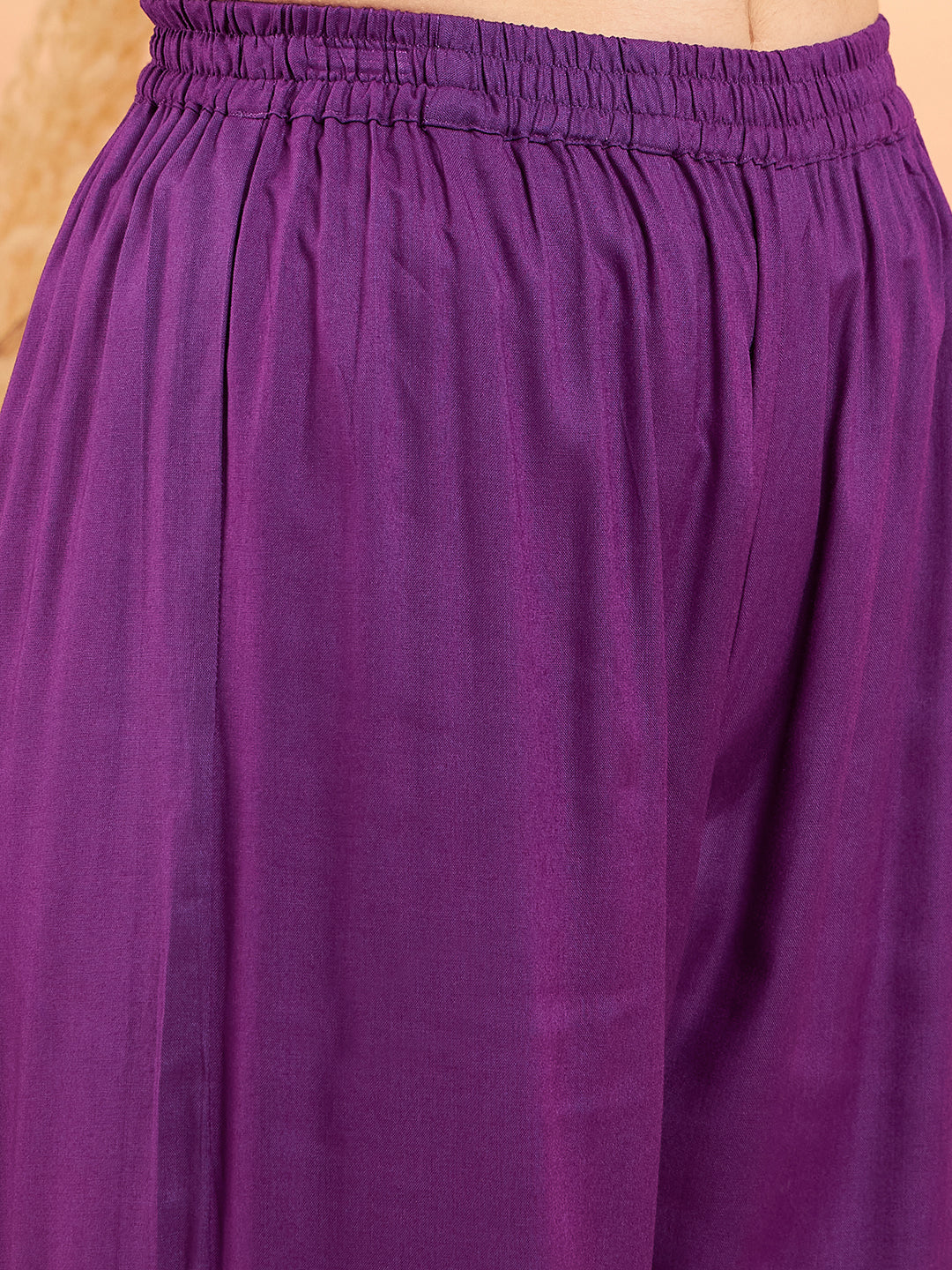 InWeave Women's Violet V Neck Gota Sleeve A Line Kurta Set | Grocsy