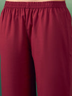 InWeave Burgundy Solid V Neck Short Kurta Pant Set | Grocsy