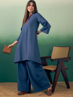 InWeave Midnight Blue Kurta Palazzo Set | Grocsy