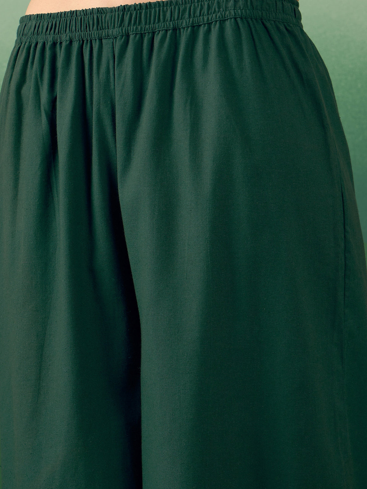 InWeave Dark Green Kurta Palazzo Set | Grocsy