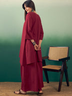 InWeave Burgundy Kurta Palazzo Set | Grocsy