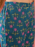 InWeave Teal Kantha Mandarin Kurta Set | Grocsy