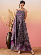 InWeave Iron Grey Floral Boota Print Strappy Printed Palazzo Set | Grocsy
