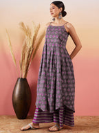 InWeave Iron Grey Floral Boota Print Strappy Printed Palazzo Set | Grocsy