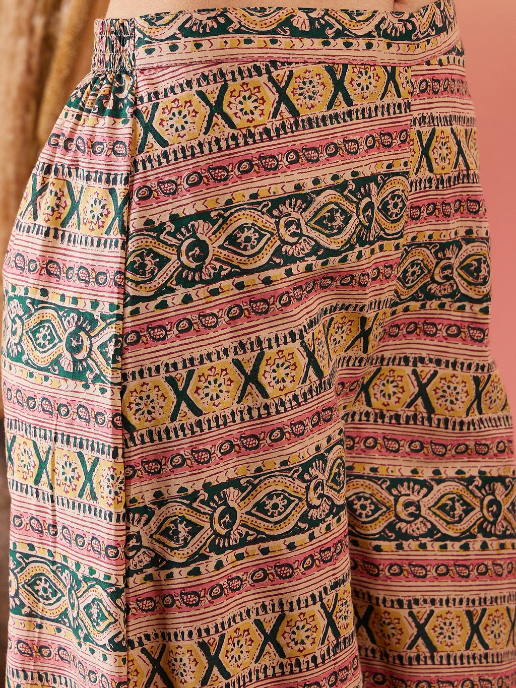 InWeave Dark Green Paisley Print Strappy Printed Palazzo Set | Grocsy