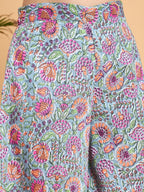 InWeave Grey Kantha Floral Jaal Short Palazzo Set | Grocsy