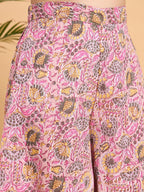 InWeave Pastel Pink Kantha Floral Jaal Short Palazzo Set | Grocsy