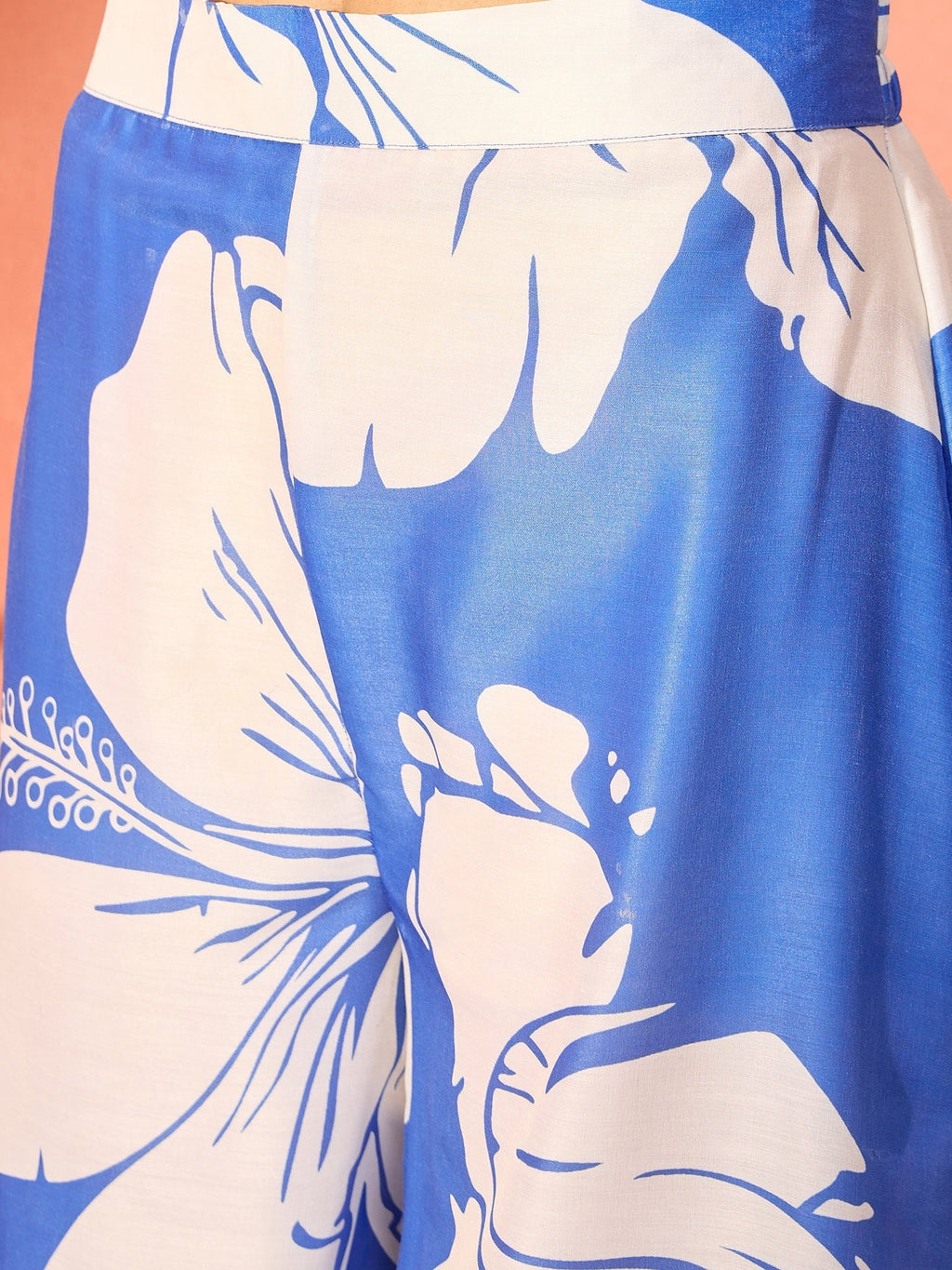 InWeave Azure Blue Hibiscus Kurta Set | Grocsy