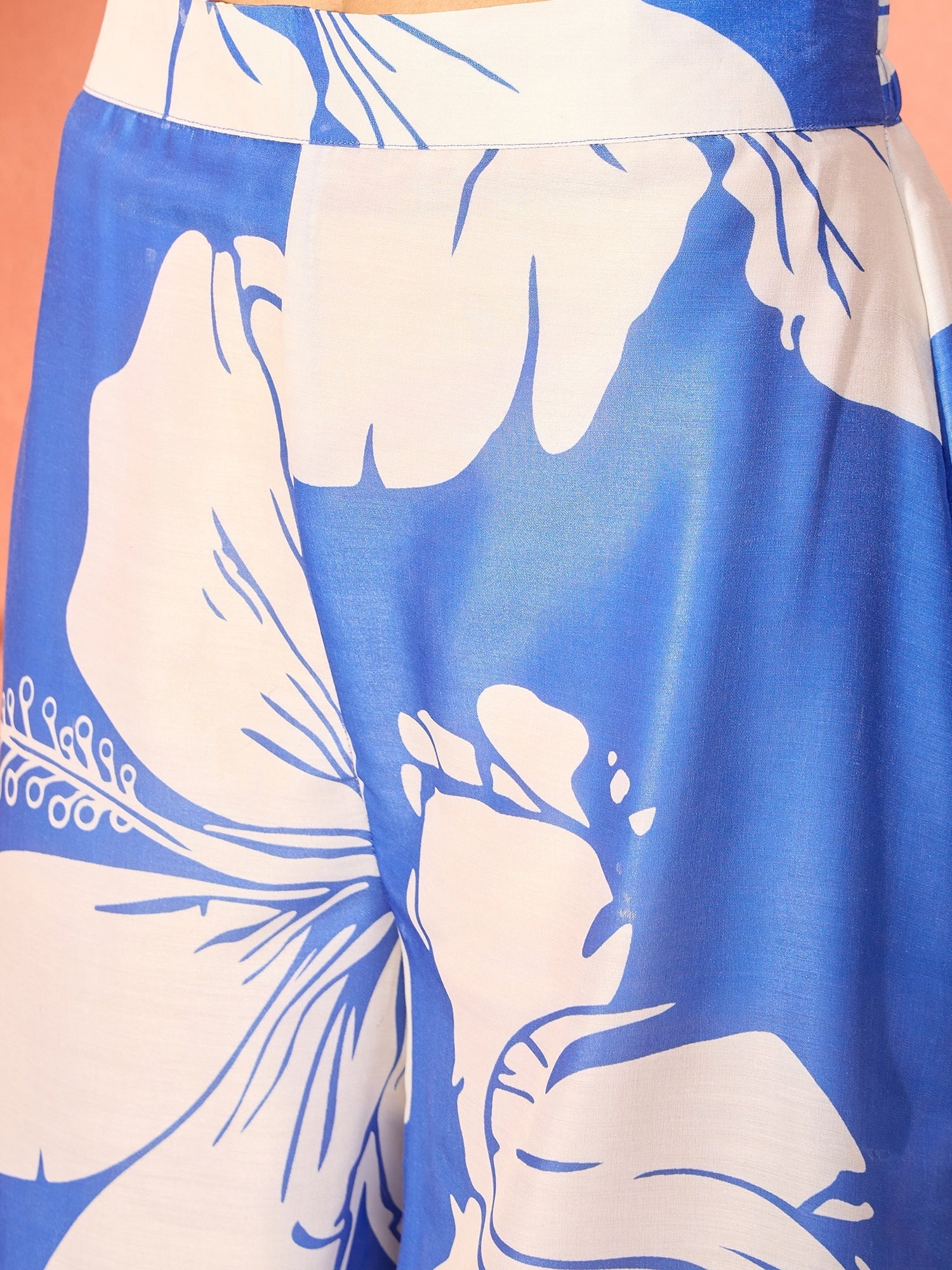 InWeave Azure Blue Hibiscus Kurta Set | Grocsy