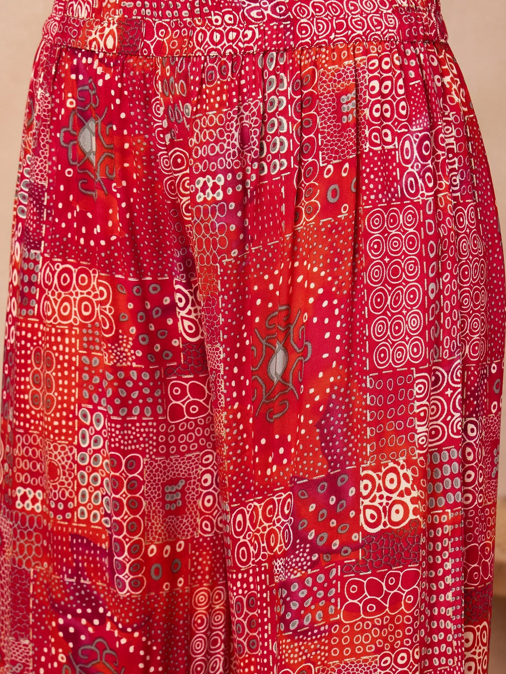 InWeave Orange Red Unique Foil Sweetheart Neck Sharara Set | Grocsy