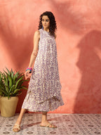 InWeave Mauve Ethnic Window Floral Short Palazzo Kurta Set | Grocsy