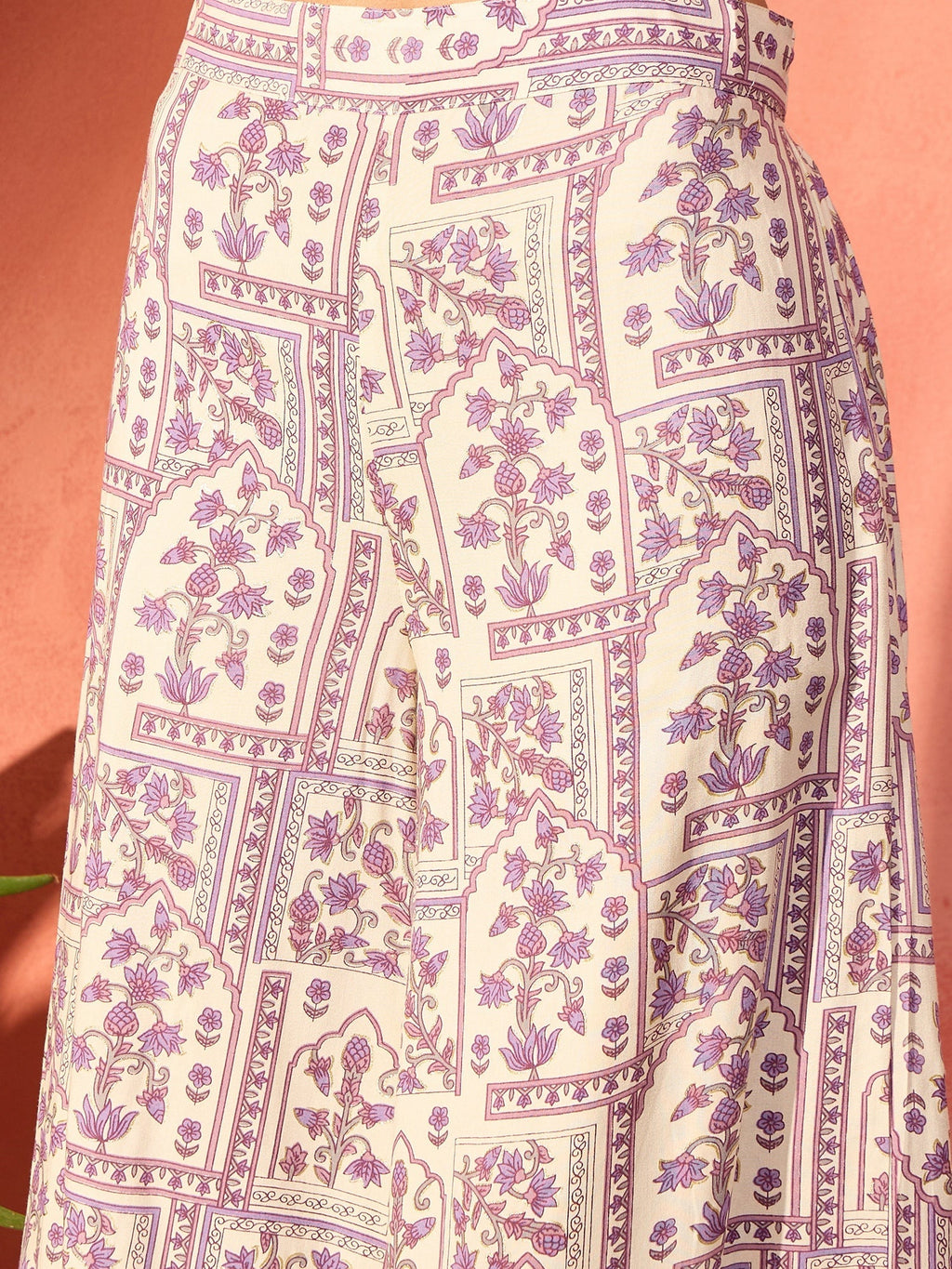 InWeave Mauve Ethnic Window Floral Short Palazzo Kurta Set | Grocsy