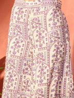 InWeave Mauve Ethnic Window Floral Short Palazzo Kurta Set | Grocsy