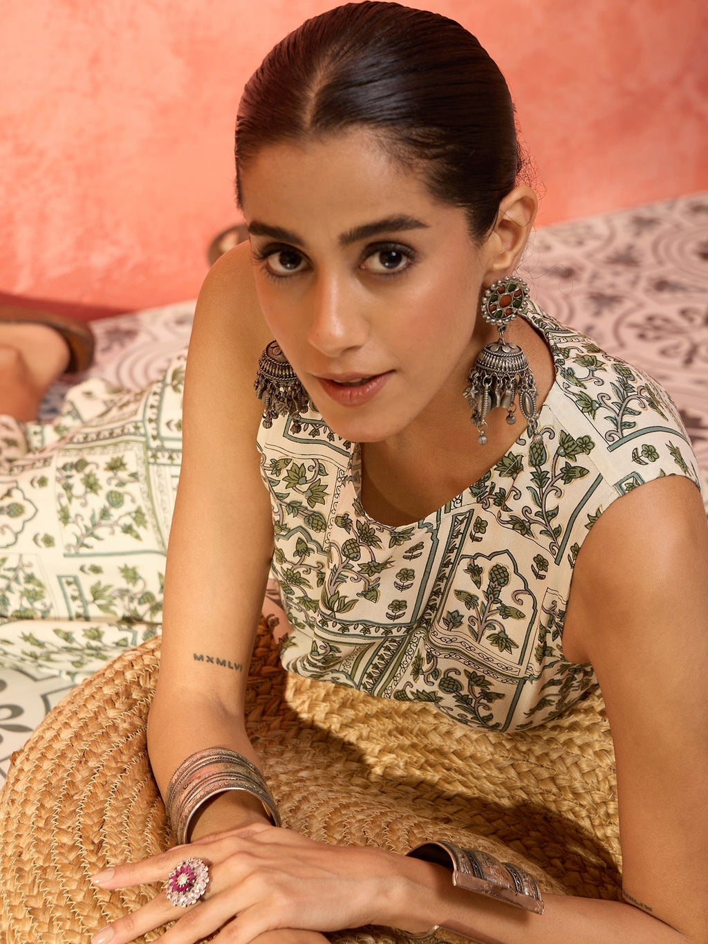 InWeave Sea Green Ethnic Palazzo Kurta Set | Grocsy