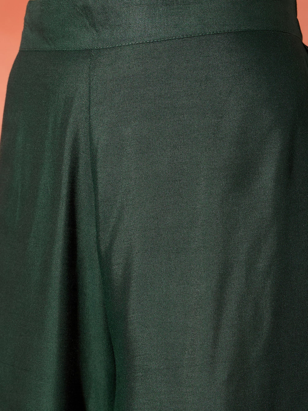 InWeave Dark Green Mandarin Neck High Low Kurta Set | Grocsy