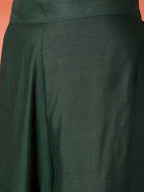InWeave Dark Green Mandarin Neck High Low Kurta Set | Grocsy