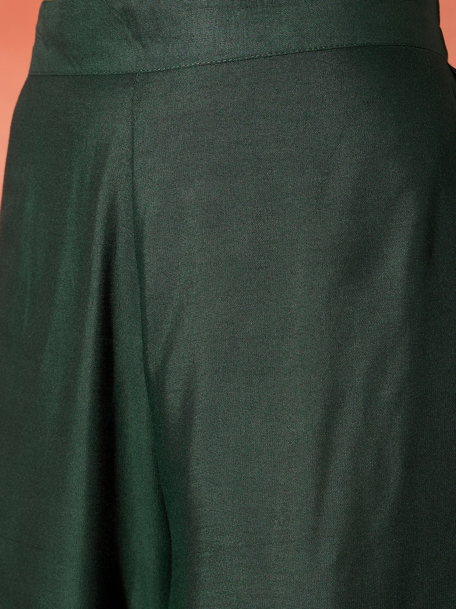 InWeave Dark Green Mandarin Neck High Low Kurta Set | Grocsy