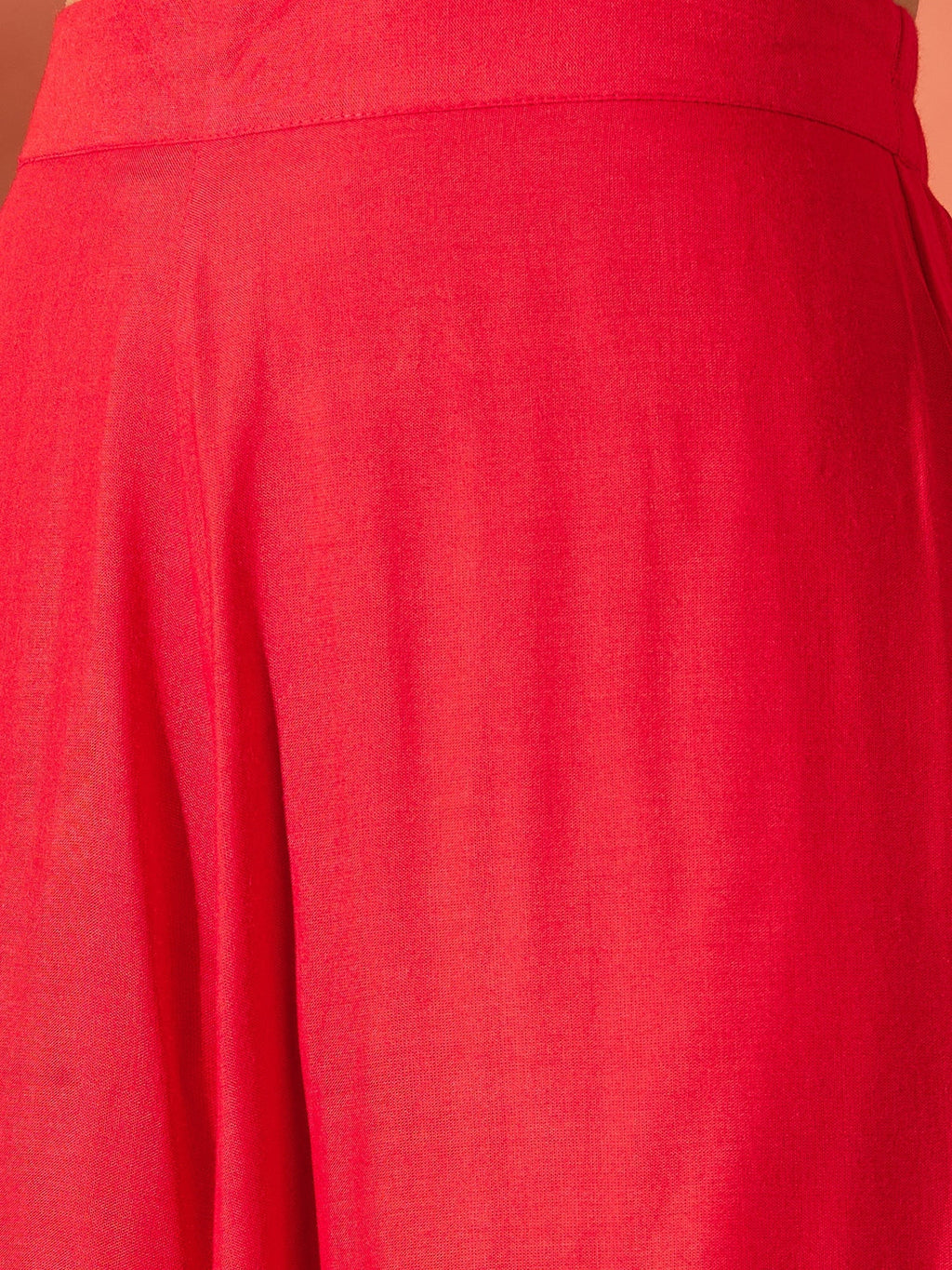 InWeave Red Mandarin Neck High Low Kurta Set | Grocsy