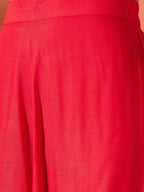 InWeave Red Mandarin Neck High Low Kurta Set | Grocsy