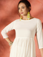 InWeave White Long Anarkali Kurta Pant Set | Grocsy