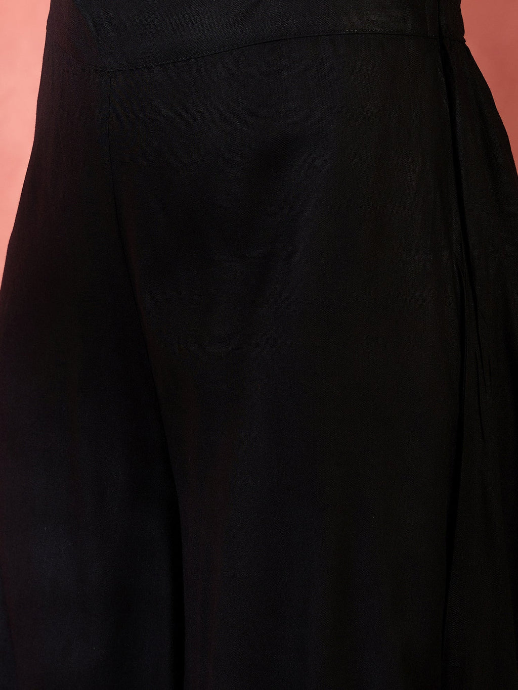 InWeave Black V-Neck Flared Kurta Short Palazzo Set | Grocsy