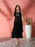 InWeave Black Kurta Short Palazzo Set | Grocsy